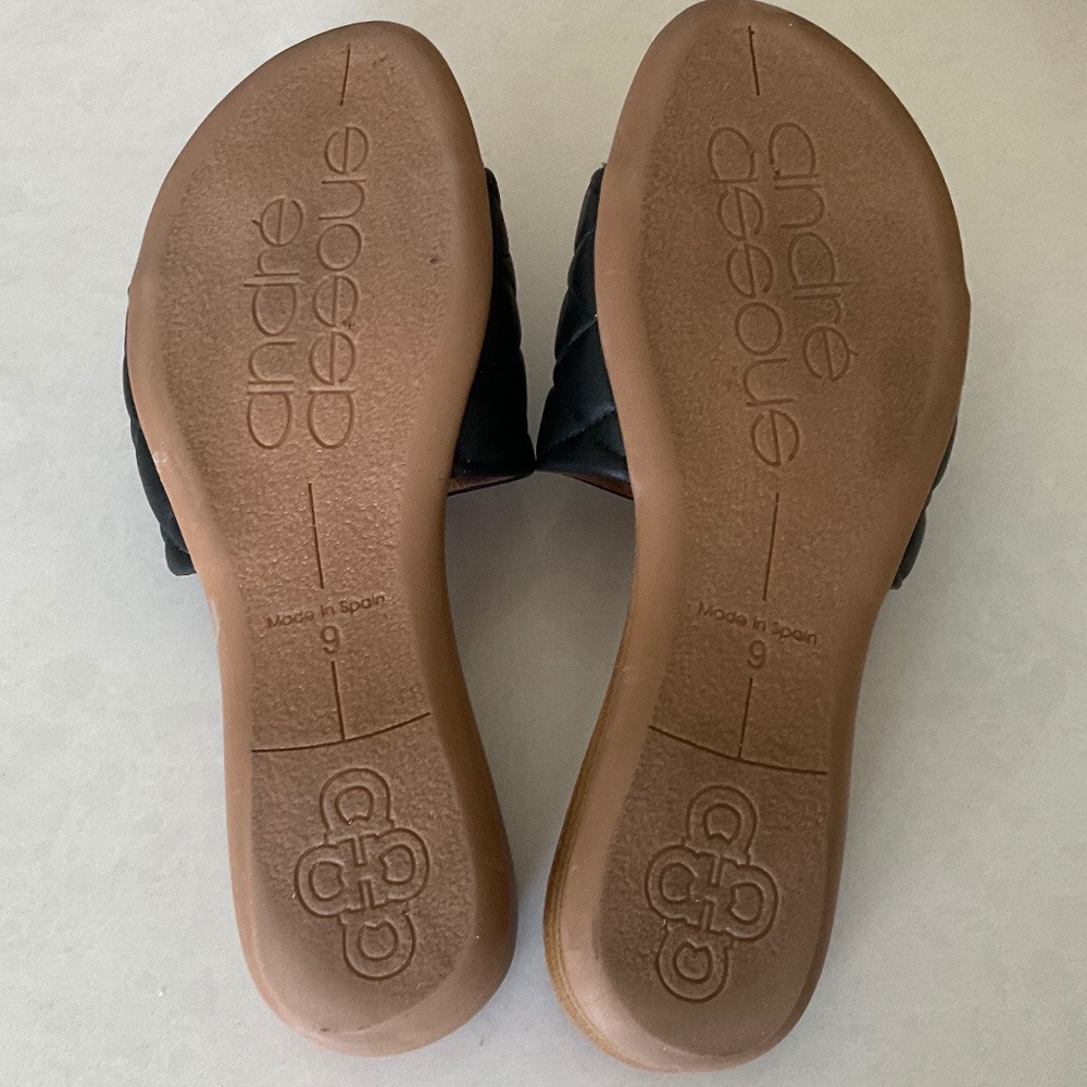 André Assous Rylee Quilted Flat Slide Sandals Black Size 9 - Picture 4 of 6